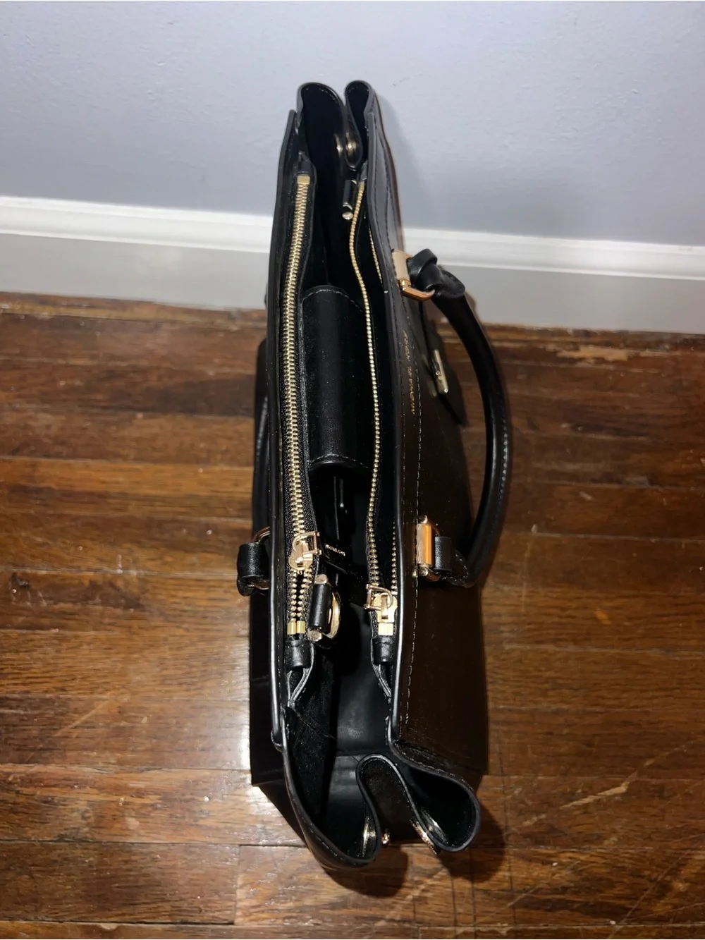 Michael Kors Black Leather Satchel with Gold Hardware - Picture 2 of 5